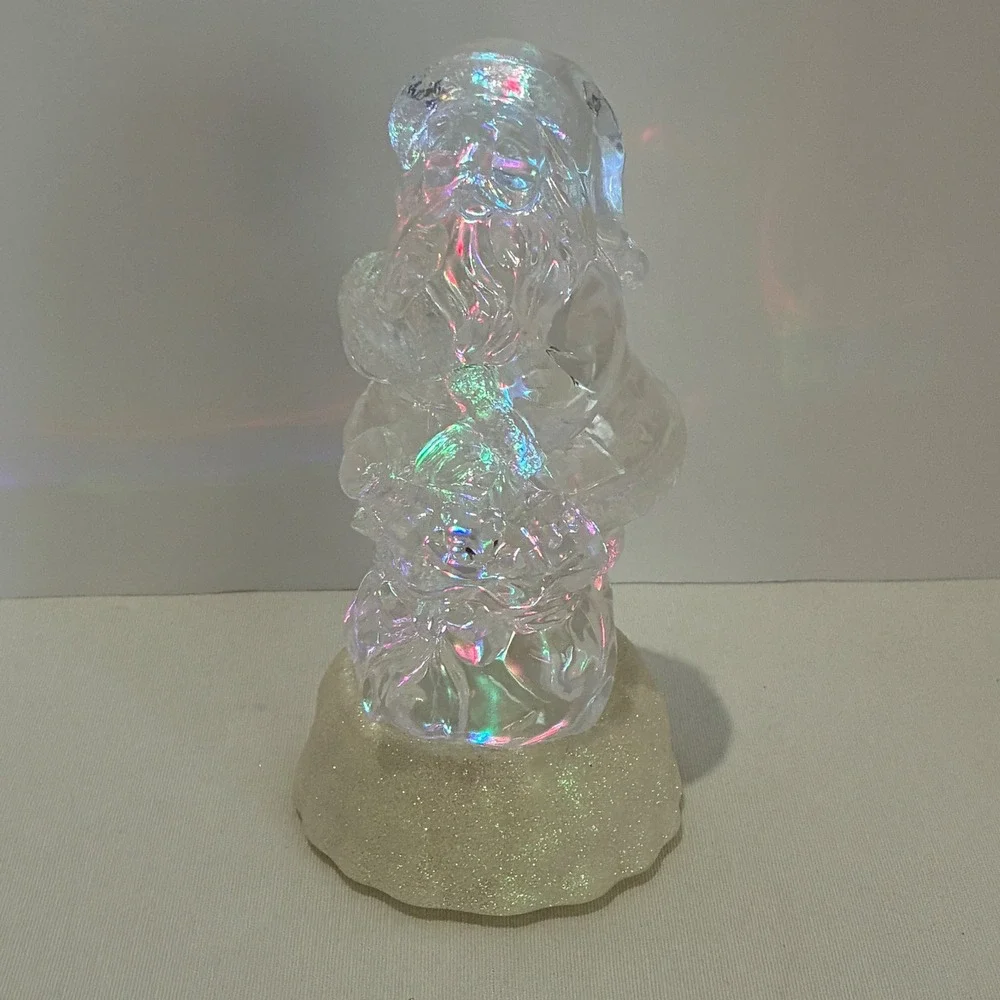 Mr. Christmas Santa Figurine Clear LED Light Up Iridescent Holiday Decor - Picture 8 of 9
